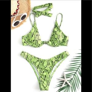 ZAFUL neon green print bikini